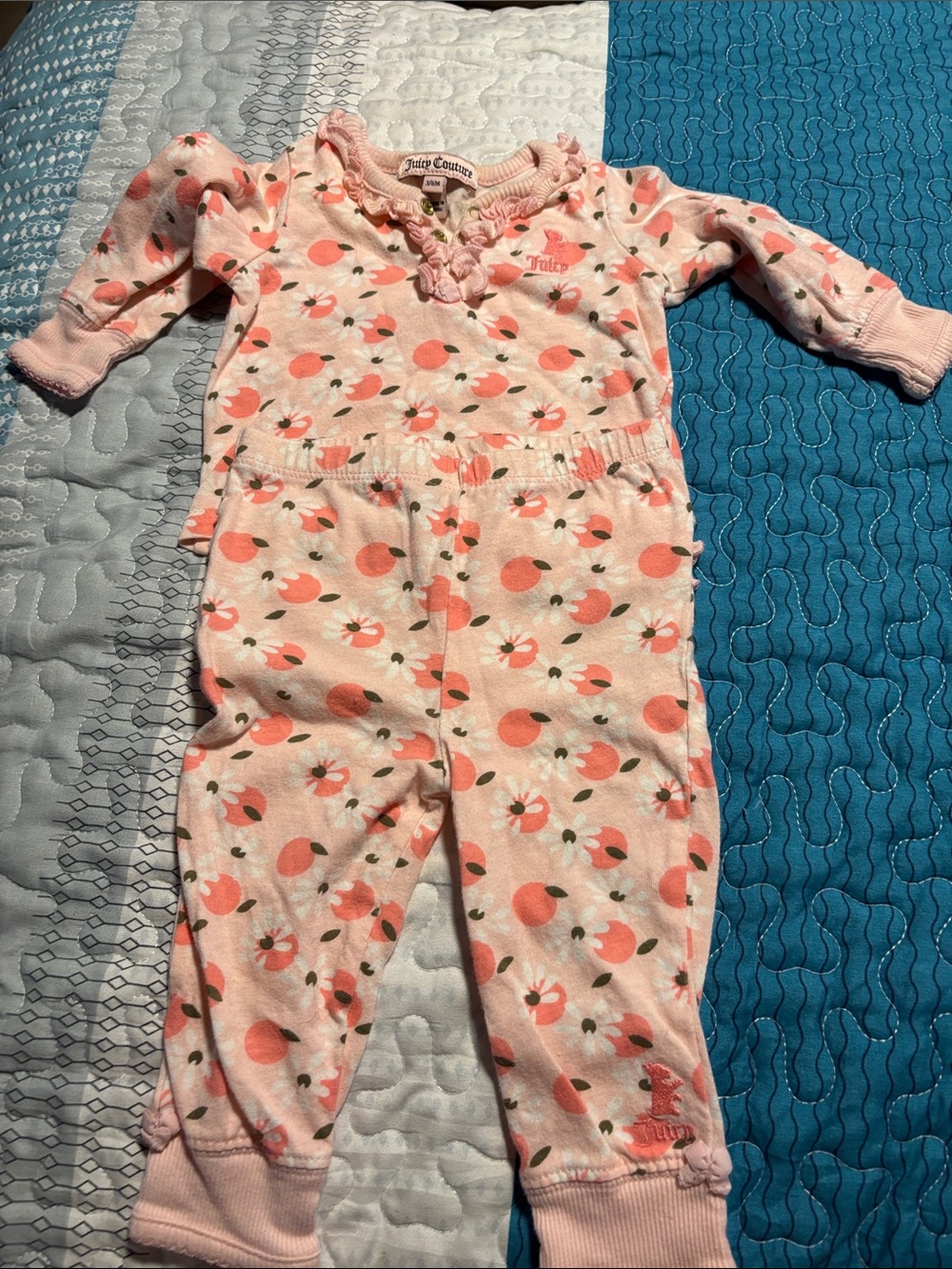 Juicy Couture Pink Peach-Print Baby One-Piece Footie